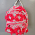 NWT Mini Backpack Purse – Boho Tribal Canvas | Neon Pink & Khaki | Zip Closure