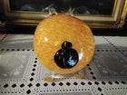 Hand-Blown Art Glass Pig Figure – Amber & Brown Speckled