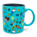 Scooby-Doo and the Gang Sticker Pattern Teal 20 oz Ceramic Mug