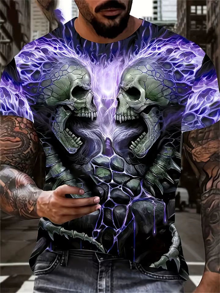 Men's Horror Skull Print T-Shirt — 3D Graphic Oversized Vintage Streetwear