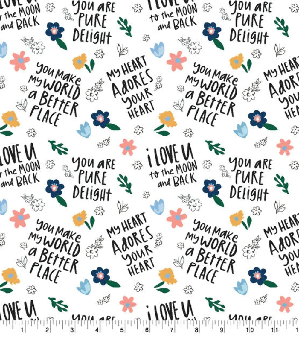 Watercolor Animals & Words Swaddle Nursery Muslin Fabric — Per Yard