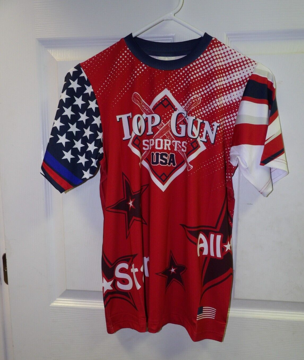 Top Gun All Stars Boys Shirt Jersey Size Youth Large XXL Red Navy Preowned